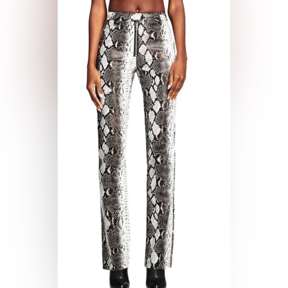 I..AM.GIA faux leather snake print flare pants grey and white - Picture 4 of 11